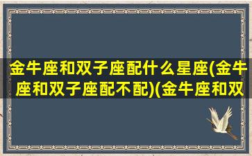 金牛座和双子座配什么星座(金牛座和双子座配不配)(金牛座和双子座匹配吗)