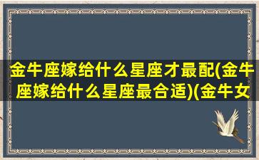 金牛座嫁给什么星座才最配(金牛座嫁给什么星座最合适)(金牛女嫁给哪个星座最多)