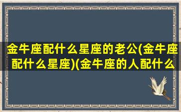 金牛座配什么星座的老公(金牛座配什么星座)(金牛座的人配什么座的男朋友)