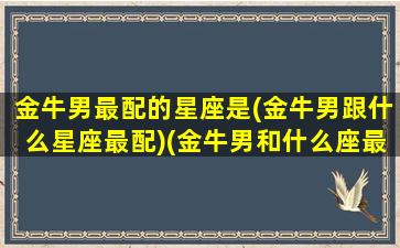 金牛男最配的星座是(金牛男跟什么星座最配)(金牛男和什么座最配对排行榜)