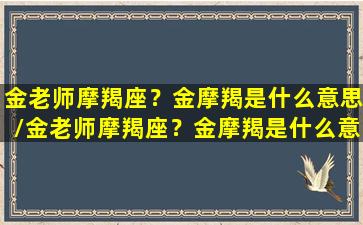 金老师摩羯座？金摩羯是什么意思/金老师摩羯座？金摩羯是什么意思-我的网站