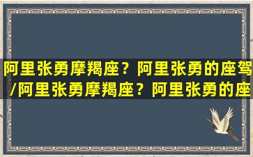 阿里张勇摩羯座？阿里张勇的座驾/阿里张勇摩羯座？阿里张勇的座驾-我的网站