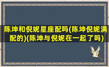 陈坤和倪妮星座配吗(陈坤倪妮满配的)(陈坤与倪妮在一起了吗)