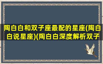 陶白白和双子座最配的星座(陶白白说星座)(陶白白深度解析双子女)