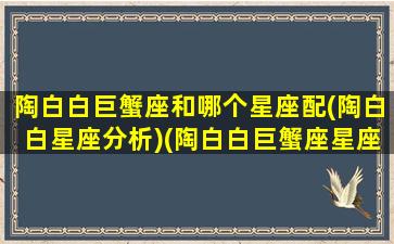 陶白白巨蟹座和哪个星座配(陶白白星座分析)(陶白白巨蟹座星座分析白羊座女)