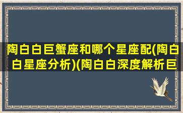 陶白白巨蟹座和哪个星座配(陶白白星座分析)(陶白白深度解析巨蟹)