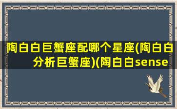 陶白白巨蟹座配哪个星座(陶白白分析巨蟹座)(陶白白sensei巨蟹座)