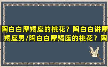 陶白白摩羯座的桃花？陶白白讲摩羯座男/陶白白摩羯座的桃花？陶白白讲摩羯座男-我的网站