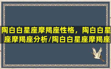 陶白白星座摩羯座性格，陶白白星座摩羯座分析/陶白白星座摩羯座性格，陶白白星座摩羯座分析-我的网站