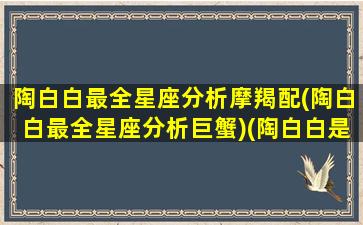 陶白白最全星座分析摩羯配(陶白白最全星座分析巨蟹)(陶白白是啥摩羯座)