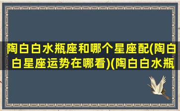 陶白白水瓶座和哪个星座配(陶白白星座运势在哪看)(陶白白水瓶座星座分析)