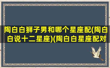 陶白白狮子男和哪个星座配(陶白白说十二星座)(陶白白星座配对狮子座)