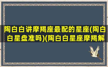 陶白白讲摩羯座最配的星座(陶白白星盘准吗)(陶白白星座摩羯解析)