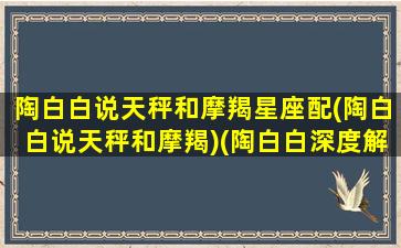 陶白白说天秤和摩羯星座配(陶白白说天秤和摩羯)(陶白白深度解析天秤座)