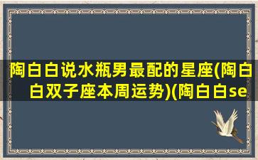 陶白白说水瓶男最配的星座(陶白白双子座本周运势)(陶白白sensei水瓶座)