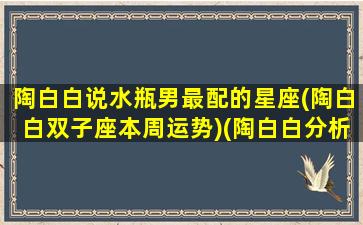 陶白白说水瓶男最配的星座(陶白白双子座本周运势)(陶白白分析水瓶座男)