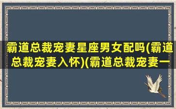 霸道总裁宠妻星座男女配吗(霸道总裁宠妻入怀)(霸道总裁宠妻一系列小说)