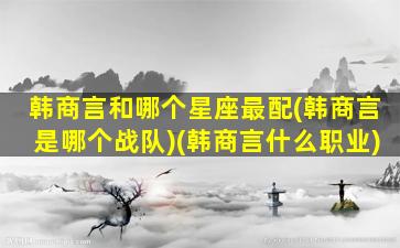 韩商言和哪个星座最配(韩商言是哪个战队)(韩商言什么职业)