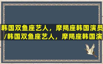 韩国双鱼座艺人，摩羯座韩国演员/韩国双鱼座艺人，摩羯座韩国演员-我的网站