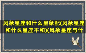 风象星座和什么星象配(风象星座和什么星座不和)(风象星座与什么最搭配)