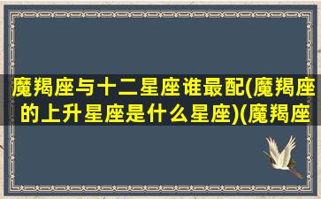 魔羯座与十二星座谁最配(魔羯座的上升星座是什么星座)(魔羯座跟什么星座最配)