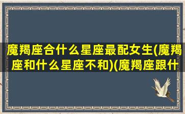 魔羯座合什么星座最配女生(魔羯座和什么星座不和)(魔羯座跟什么星座最合得来)