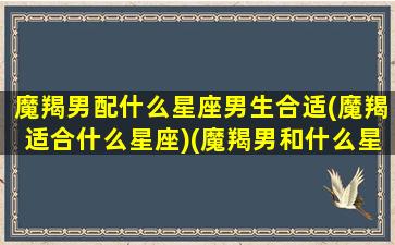 魔羯男配什么星座男生合适(魔羯适合什么星座)(魔羯男和什么星座配)