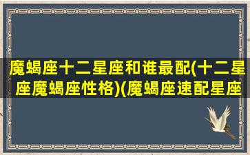 魔蝎座十二星座和谁最配(十二星座魔蝎座性格)(魔蝎座速配星座配对)