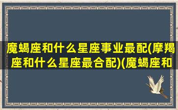 魔蝎座和什么星座事业最配(摩羯座和什么星座最合配)(魔蝎座和什么星座最配做夫妻)