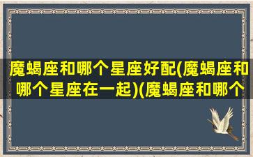 魔蝎座和哪个星座好配(魔蝎座和哪个星座在一起)(魔蝎座和哪个星座匹配)