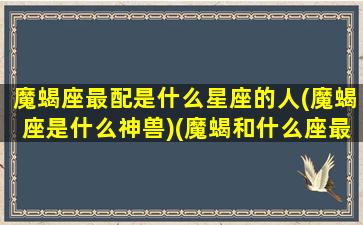 魔蝎座最配是什么星座的人(魔蝎座是什么神兽)(魔蝎和什么座最般配)