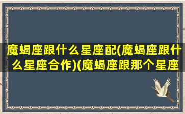 魔蝎座跟什么星座配(魔蝎座跟什么星座合作)(魔蝎座跟那个星座最配)