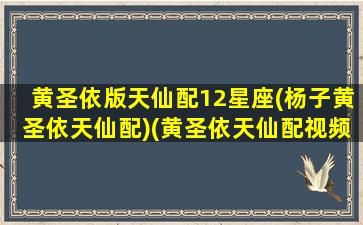 黄圣依版天仙配12星座(杨子黄圣依天仙配)(黄圣依天仙配视频)